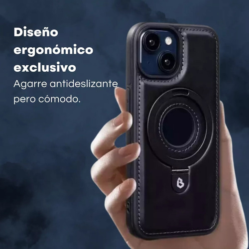 Funda For iPhone Magsafe De Cuero Lujo Con Soporte + Mica