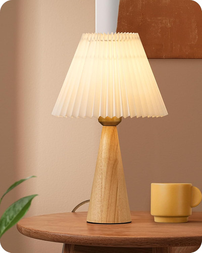 Lámpara De Mesa Pequeña Edishine 13.58 , Base De Madera, Pa
