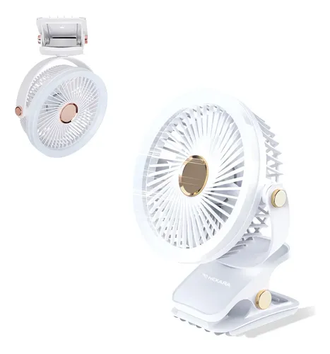 Ventilador Portatil Recarregavel 2400mah Led 5 Velocidades Cor Branco