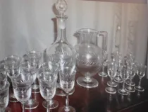 Comprar 839- Juego De 22 Copas,  Jarra Y Botellon Talladas Art Deco