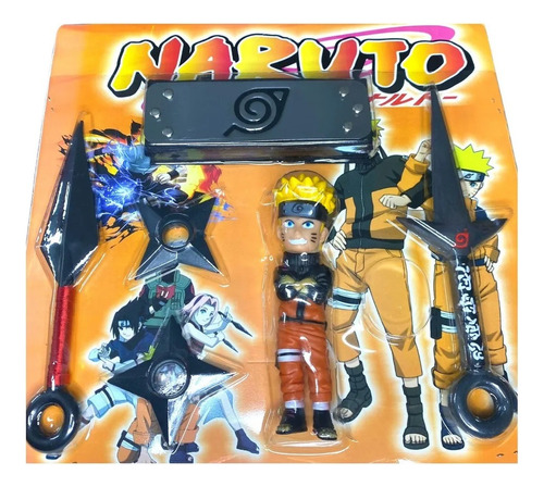 Cartelado Naruto Kit Infantil Bandana Kunai Shuriken Boneco