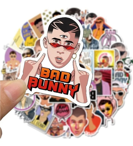 50 Stickers Bad Bunny - Etiquetas Autoadhesivas