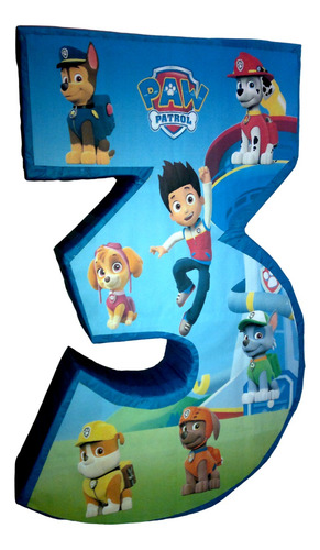 Fiesta Decoracion Piñata Numero 3 Paw Patrol 1 Metro