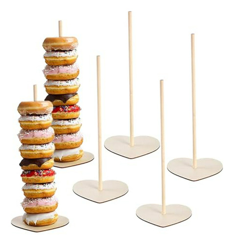 Torre De Donas De Madera Vertical 6pcs - 11.6in De Altura - 