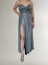 Comprar Vestido Plateado Con Tajos Elegante Sexy Madrina Boda Quince