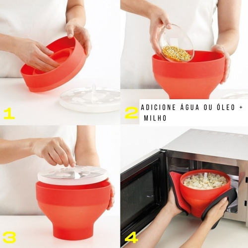 Pipoqueira Micro-ondas Em Silicone Prático Balde De Pipoca
