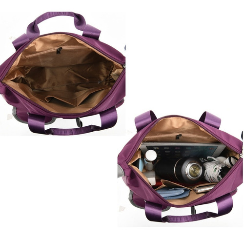 Imagen 4 de 9 de Bolso De Hombro De Nailon Con Múltiples Bolsillos P/mujer