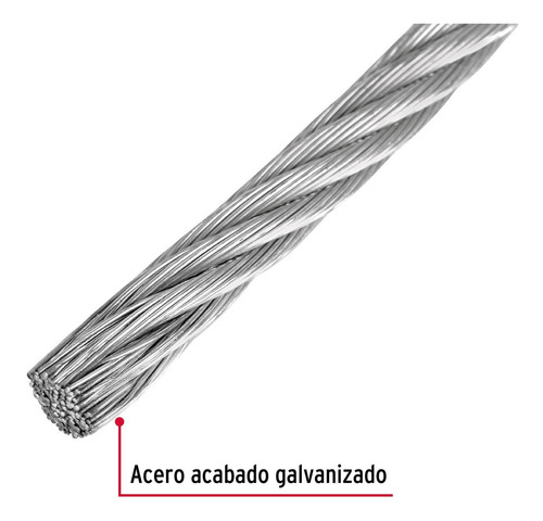 Cable De Acero 1/4' Rígido 7x7 Hilos Carrete 75 M