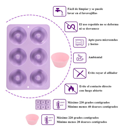Molde Para Donas 2 Molde De Silicona Para Hornear Con 12 Amarillo Violeta Rosado