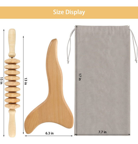 Kit De Herramientas De Drenaje Linfático De Madera 2 En 1