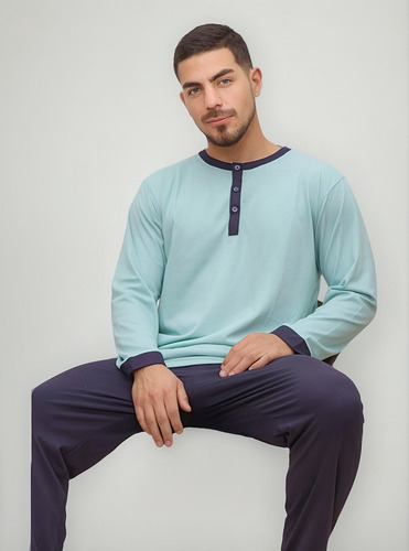 Inga Pijamas Boy Elegant Simple Hombre 2 Piezas Verde Agua