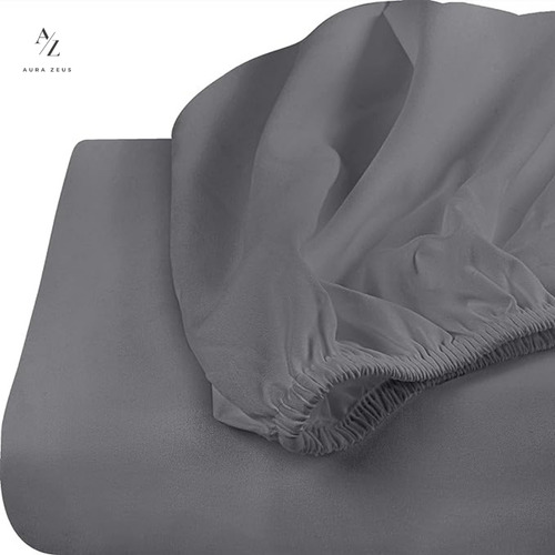 Sabana Bajera Ajustable Elasticada Hilos Suave Gris 2 Plazas Aura Zeus