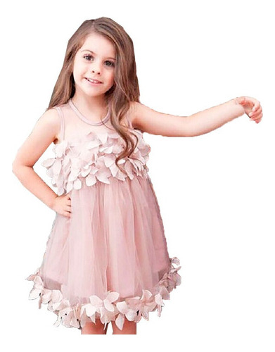 Vestido Infantil Menina Festa Com Tule Florido Casamento Ano