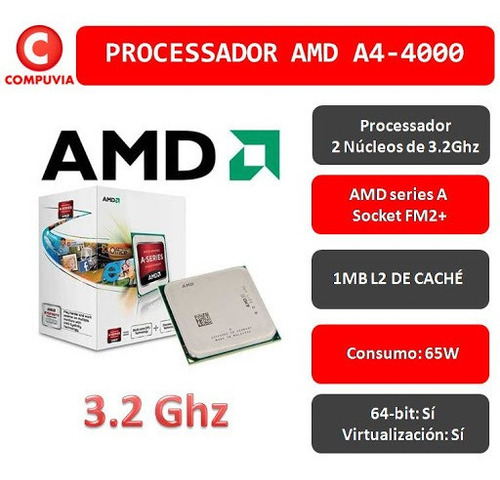 Procesador Amd A4 4000 Dual Core 3.2 Ghz Max Fm2