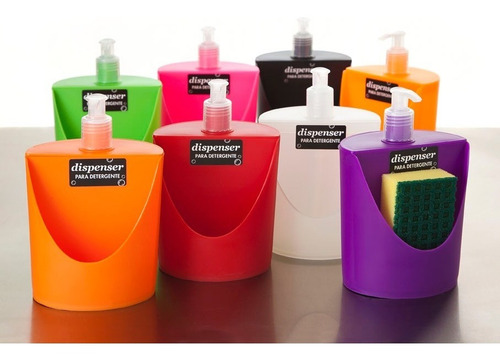 Dosificador Detergente Dispenser Cocina + Esponja De Color Visón