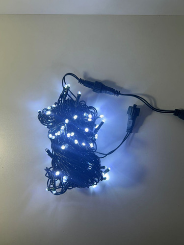 Cordão Pisca 100leds Estrob Branco Frio 10mt Fio Verde Jpled