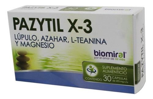 Pazytil X-3 (lúpulo, Azahar, L-teanina) C/30 Caps Biomiral