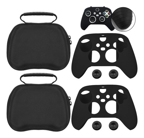 2estuche Viajero+2funda Silicon+4thumb Grip Para Xbox