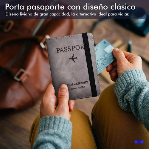 637912584684555112 Porta Pasaporte Documentos Funda Protectora Viaje Con Rfid Color Gris