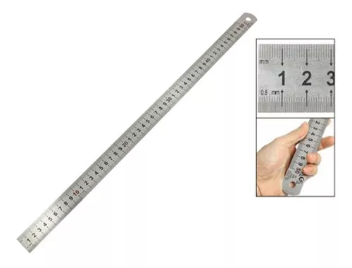 Regla Metalica De Precisión 50 Cm Doble Cara Milimetros Y Pulgadas Acero  Inoxidable