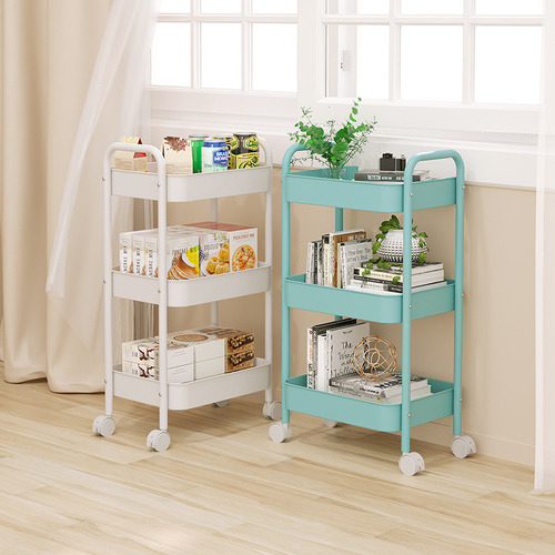 Carrito Auxiliar Metalico Para Estetica 3 Niveles Color Turquesa