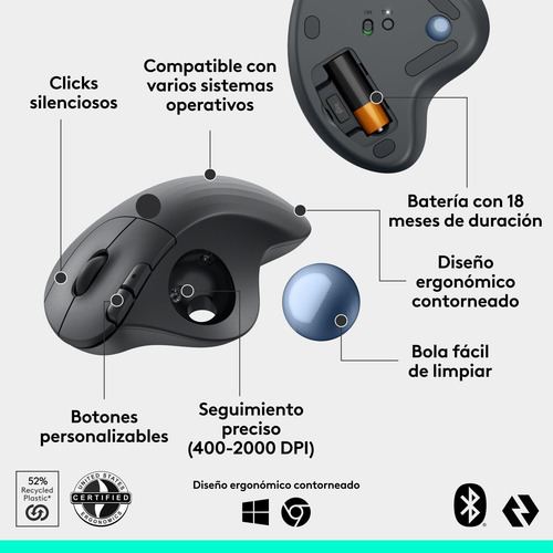 Ratón Inalámbrico Con Trackball, Ratón Inalámbrico