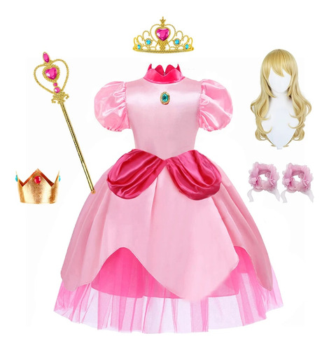 Vestido De Princesa Color Melocotón Para Niña  Disfraz De Ac