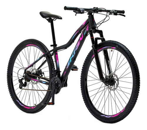 Bicicleta Aro 29 Krw Alum Shimano Tz 24vel Freio A Disco S60 Cor Preto/Pink e Azul Tamanho do quadro 19
