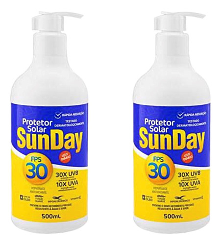 Kit 2 Protetor Solar Sunday Fps 30 Com 500ml - Nutriex