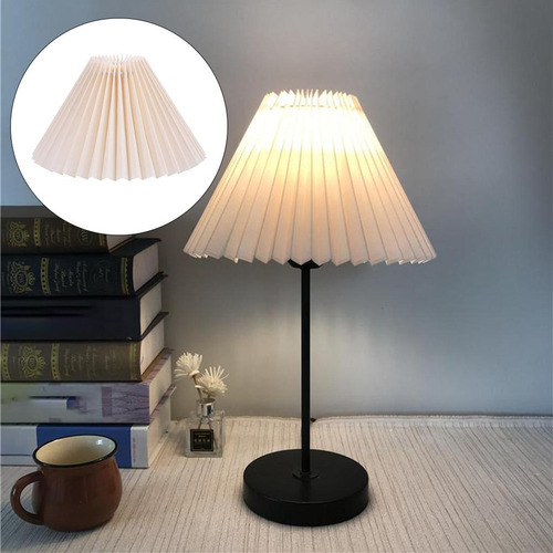 L Lámpara De Tela Simple Pantalla Cubierta En Beige_24cm