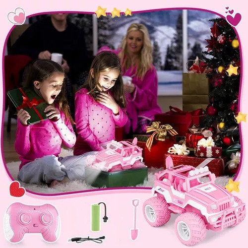 Coche Rosa Con Control Remoto Para Niños, Coche De Escalada