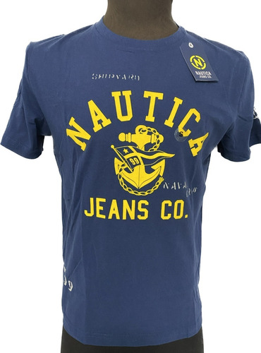 Camiseta Nautica Jeans Cuello Redondo Estampado 100% Orig