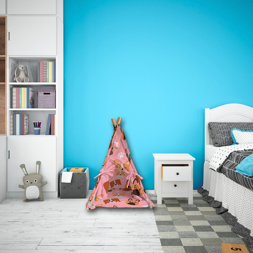 Tipi Para Perro Gato Casa Con Cama Colchoneta Mascota 80cm Color Rosa Perros