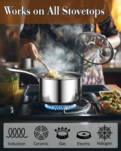 Cacerola De Acero Inoxidable Cook N Home De 1,5 Cuartos, Cac