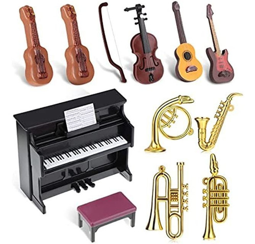 12 Piezas De Instrumentos Musicales De Casa De Muñecas, Min
