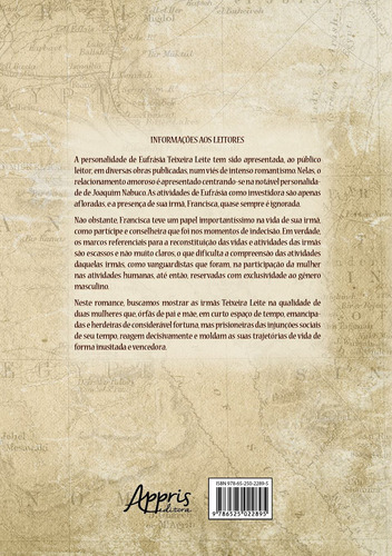 Eufrásia e Francisca: As Irmãs Teixeira Leite e o Seu Tempo – Uma História Romanceada, de Tambasco, José Carlos Vargens. Editorial Appris Editora e Livraria Eireli - ME, capa mole em português, 2022