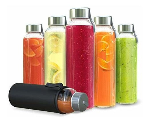 Chef's Star Glass Water Bottle 6 Pack 18oz Botellas Para Beb