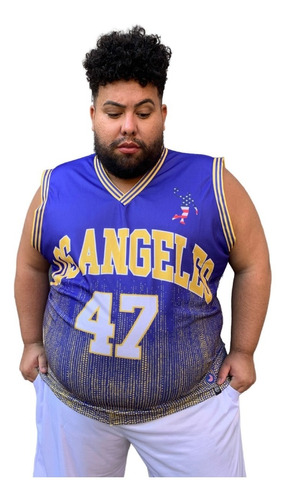 Regata Basquete Masculina Plus Size Dryfit Los Angeles City