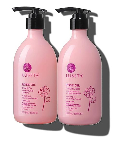 Luseta Rose Oil Shampoo And Conditioner Set For Fine And Dry