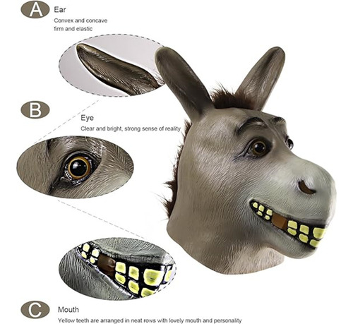Máscara Inovadora Shrek Donkey Adult Deluxe Para Halloween