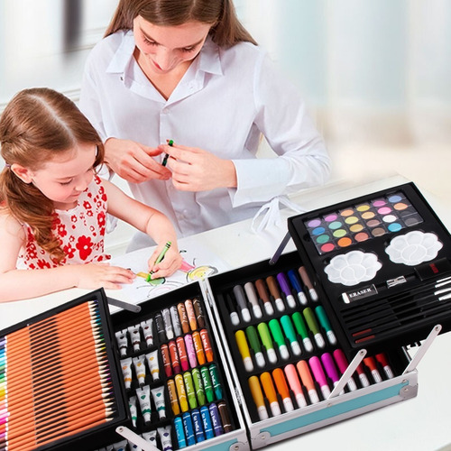Imagen 6 de 8 de Kit De Lápices De Dibujo Marcadores Plumones Punta 145 Pcs