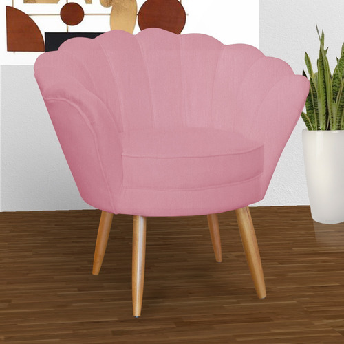 Poltrona Decorativa Petala Para Sala/quarto/escritorio Cor Rosa