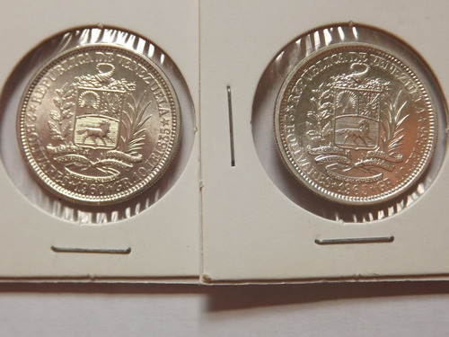 Imagen 3 de 4 de Dos Monedas De Plata. (2 Bs) Dos Bolívares. Años 1960 Y 1965