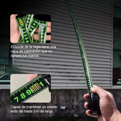 Cinta Metrica Flexometro Retractil Fluorescente 10m Td00660