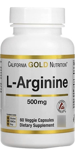 L-arginina Ajipure 500 Mg 60 Cáp - California Gold Nutrition Sabor Sem sabor