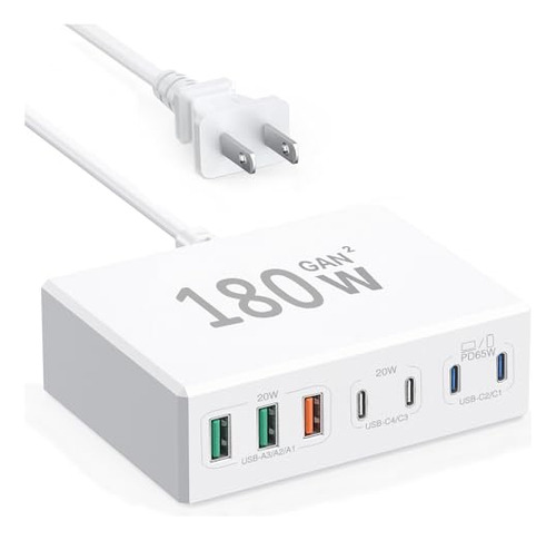 Cargador Usb C 180 W Gan Adaptador De Corriente Usb C Cargad