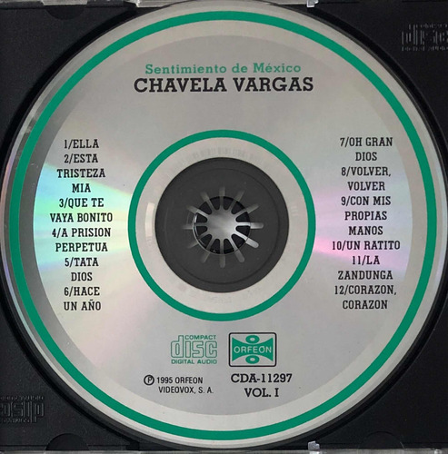 Chavela Vargas Cd. Sentimiento De México. Volumen 1 (Usado)
