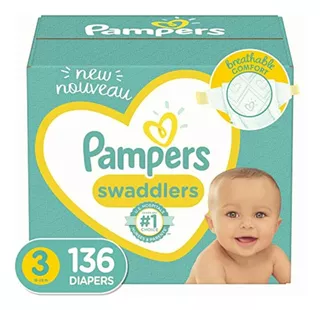 Pampers Swaddlers Pañales Etapa 3, 136 Piezas. Para Bebés