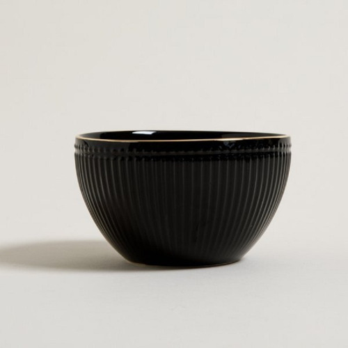 Bowl Ensaladera Acapulco Negro Con Borde Dorado De 14x8cm