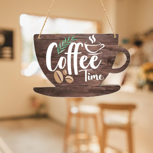Para Coffee Bar Door Sign Decoration 2d Retro Style Oro Cup